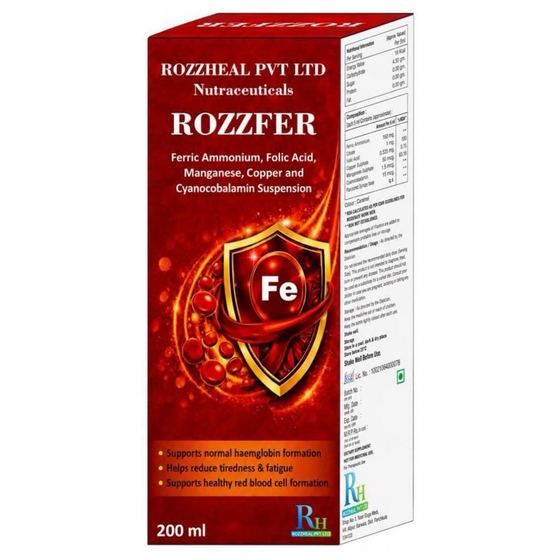 ROZZFER — Iron + Folic Acid Suspension — Mixed Fruit by Rozzheal Pvt Ltd