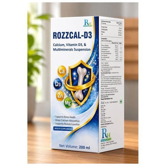 ROZZCAL-D3 — Calcium + Vitamin D3 + Minerals Suspension by Rozzheal Pvt Ltd